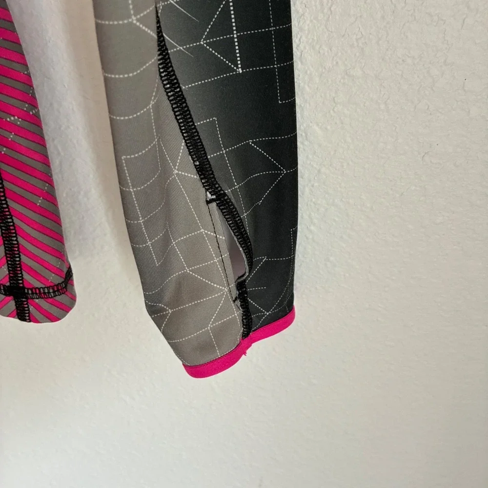 Nike Pro Dri-FIT Womens Long Sleeve 1/4 Zip Training Top Pink Black Geometric S